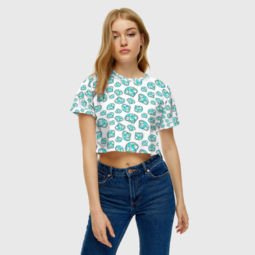 Женская футболка Crop-top 3D Бриллианты, цвет 3D печать - фото 3