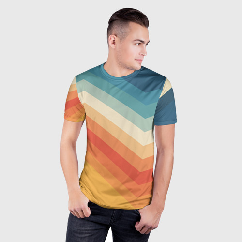 Мужская футболка 3D Slim Полосы, цвет 3D печать - фото 3