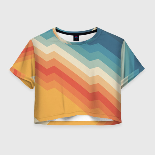 Женская футболка Crop-top 3D Полосы Фото 01 Женская футболка Crop-top 3D Полосы Фото 01