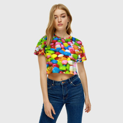 Женская футболка Crop-top 3D Конфетки - фото 2