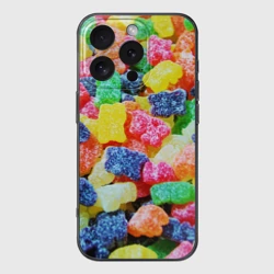 Чехол для iPhone 16 Pro силиконовый с защитой камеры Мармеладные мишки