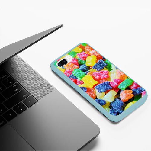 Чехол для iPhone 7Plus/8 Plus матовый Мармеладные мишки, цвет мятный - фото 5