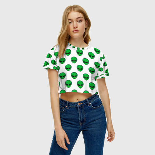 Женская футболка Crop-top 3D Пришелец, цвет 3D печать - фото 3