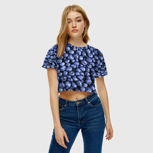 Женская футболка Crop-top 3D Черника, цвет 3D печать - фото 3