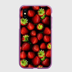 Чехол для iPhone XS Max матовый Клубничка