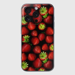 Чехол для iPhone 16 Pro Max силиконовый с защитой камеры Клубничка