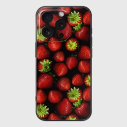 Чехол для iPhone 16 Pro силиконовый с защитой камеры Клубничка