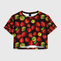 Женская футболка Crop-top 3D Клубничка