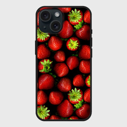 Чехол силиконовый для Apple iPhone 15 матовый Клубничка