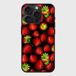 Чехол силиконовый для Apple iPhone 15 Pro матовый Клубничка