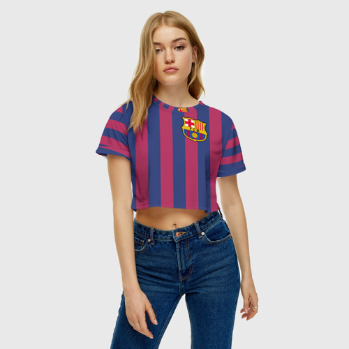 Женская футболка Crop-top 3D A. Iniesta, цвет 3D печать - фото 3