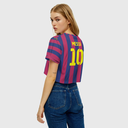 Женская футболка Crop-top 3D Messi, цвет 3D печать - фото 5