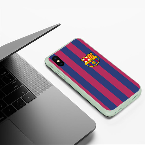 Чехол для iPhone XS Max матовый Messi, цвет салатовый - фото 5