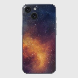 Чехол для iPhone 15 силиконовый с защитой камеры Космос