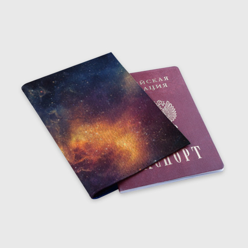 Обложка для паспорта матовая кожа Космос, цвет синий - фото 3