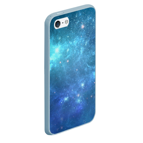 Чехол для iPhone 5/5S матовый Космос, цвет голубой - фото 3