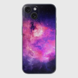 Чехол для iPhone 15 силиконовый с защитой камеры Космос