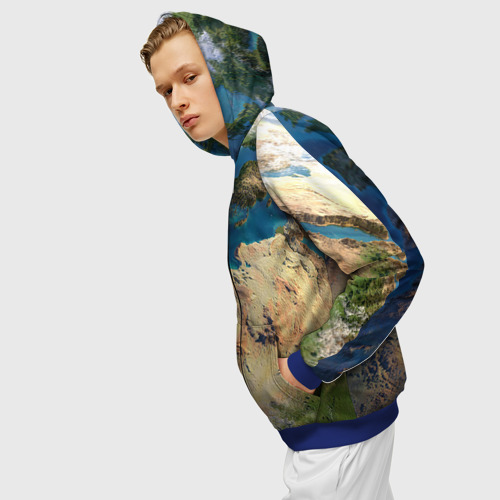 Мужская толстовка 3D на молнии Земля, цвет синий - фото 5