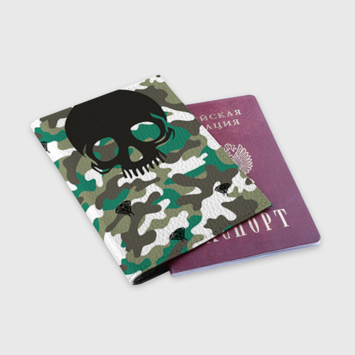 Обложка для паспорта матовая кожа Камуфляж, цвет черный - фото 3