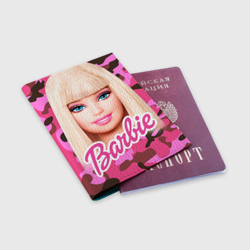 Обложка для паспорта матовая кожа Барби, цвет голубой - фото 3