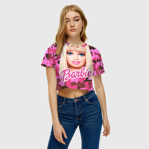 Женская футболка Crop-top 3D Барби, цвет 3D печать - фото 4