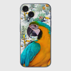 Чехол для iPhone 15 силиконовый с защитой камеры Попугаи