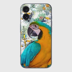 Чехол для iPhone 16 силиконовый с защитой камеры Попугаи