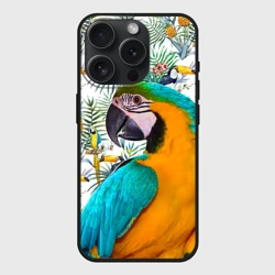 Чехол силиконовый для Apple iPhone 15 Pro Мax матовый Попугаи