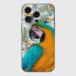 Чехол для iPhone 15 Pro Max силиконовый с защитой камеры Попугаи