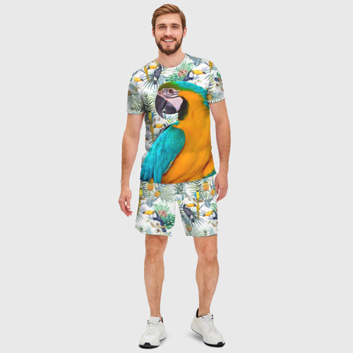 Мужской костюм с шортами 3D Попугаи, цвет 3D печать - фото 3