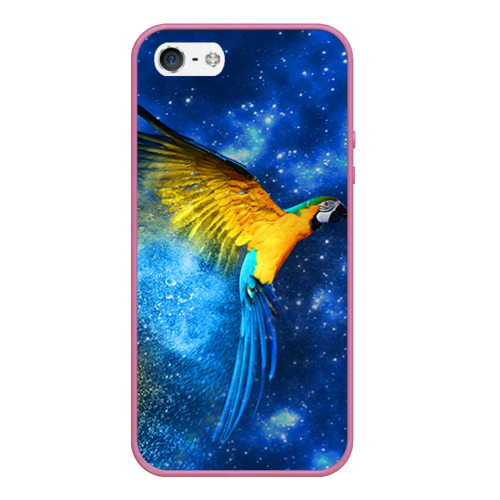 Чехол для iPhone 5/5S матовый Попугаи, цвет малиновый