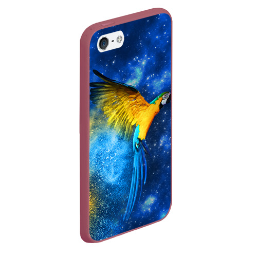 Чехол для iPhone 5/5S матовый Попугаи, цвет малиновый - фото 3