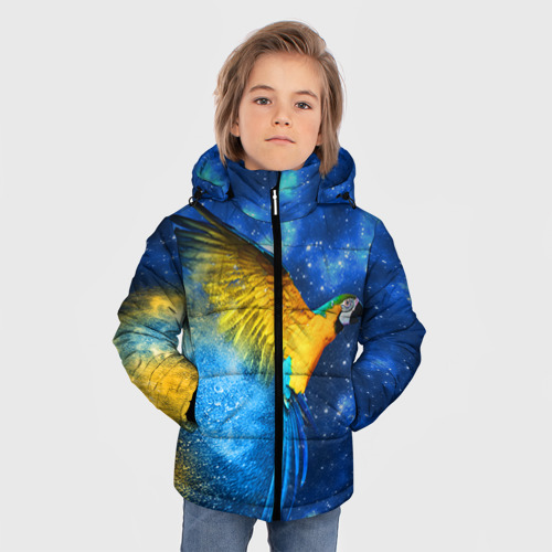 Зимняя куртка для мальчиков 3D Попугаи, цвет черный - фото 3