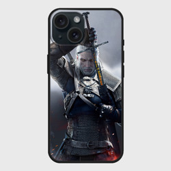 Чехол силиконовый для Apple iPhone 15 матовый Геральт