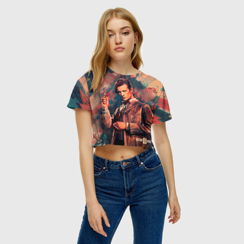 Женская футболка Crop-top 3D Доктор кто, цвет 3D печать - фото 3