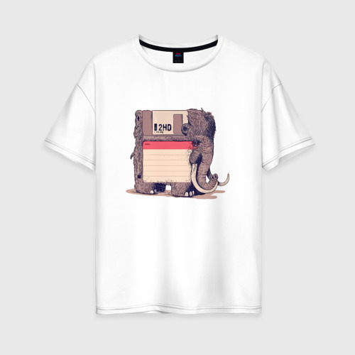 Женская футболка оверсайз из хлопка с принтом Вымершие виды, вид спереди №1