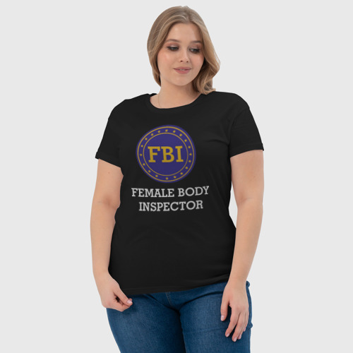 Женская футболка хлопок Female Body Inspector, цвет черный - фото 6