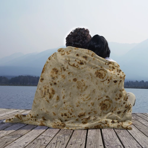 Плед 3D с принтом Лаваш текстура, вид сбоку #3