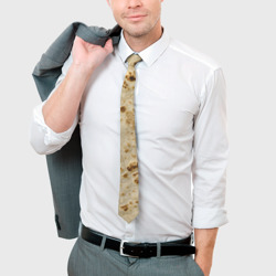 Галстук с принтом Лаваш для мужчины, вид на модели спереди №3. Цвет основы: белый