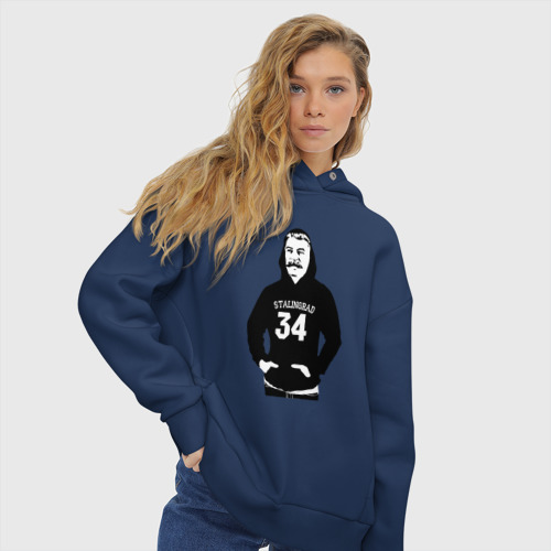 Женское худи Oversize хлопок Stalin casual, цвет темно-синий - фото 4