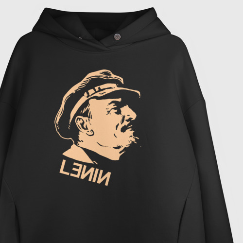Женское худи Oversize хлопок Lenin Vladimir, цвет черный - фото 3
