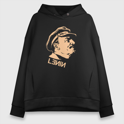 Женское худи Oversize хлопок Lenin Vladimir, цвет черный