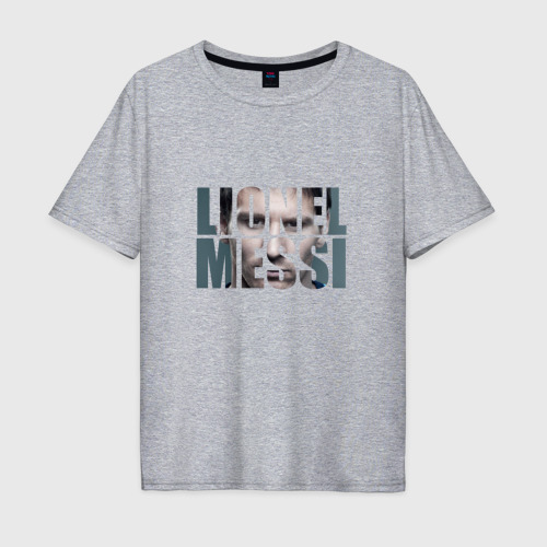 Мужская футболка хлопок Oversize с принтом Lionel Messi face, вид спереди #2
