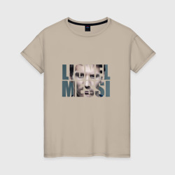 Женская футболка хлопок Lionel Messi face