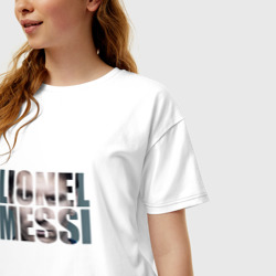 Женская футболка хлопок Oversize Lionel Messi face - фото 2