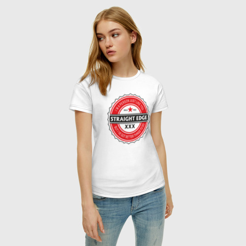 Женская футболка хлопок Straight edge, цвет белый - фото 3