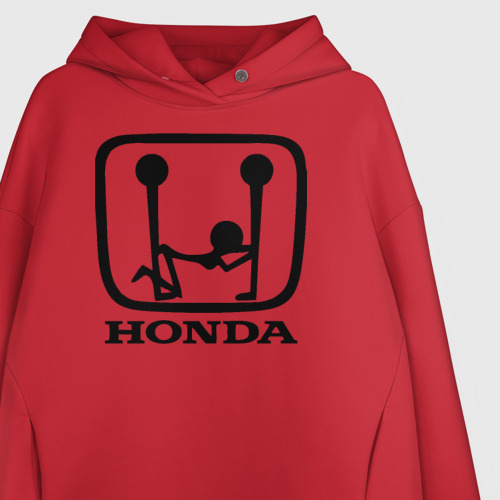 Женское худи Oversize хлопок Honda Logo Sexy, цвет красный - фото 3