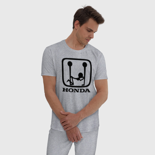 Мужская пижама хлопок Honda Logo Sexy, цвет меланж - фото 3