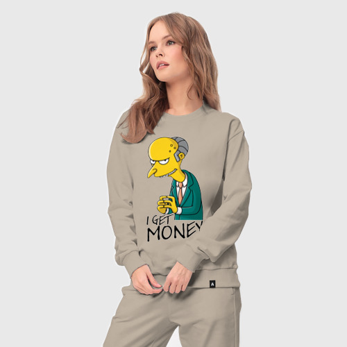 Женский костюм хлопок с принтом Mr Burns get money, вид сбоку #3