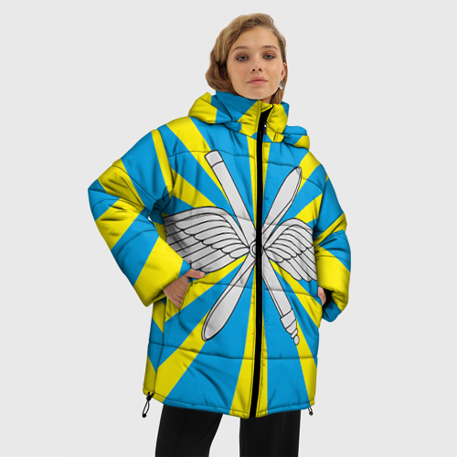 Женская зимняя куртка Oversize Флаг ВВС, цвет светло-серый - фото 3